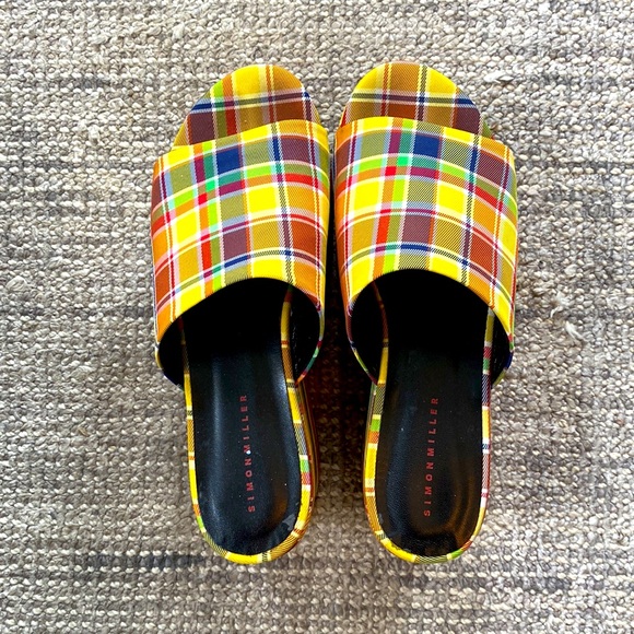 Simon Miller Shoes - Simon Miller Retro Plaid Blackout Platform Sandals